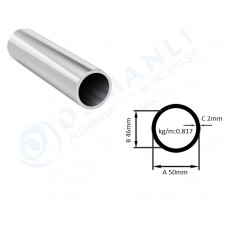 Alüminyum Boru Dış Çap 50mm  Et Kalınlık 2mm